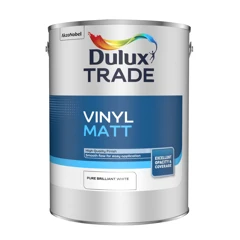 Dulux Trade Vinyl Matt Paint Pure Brilliant White 5L